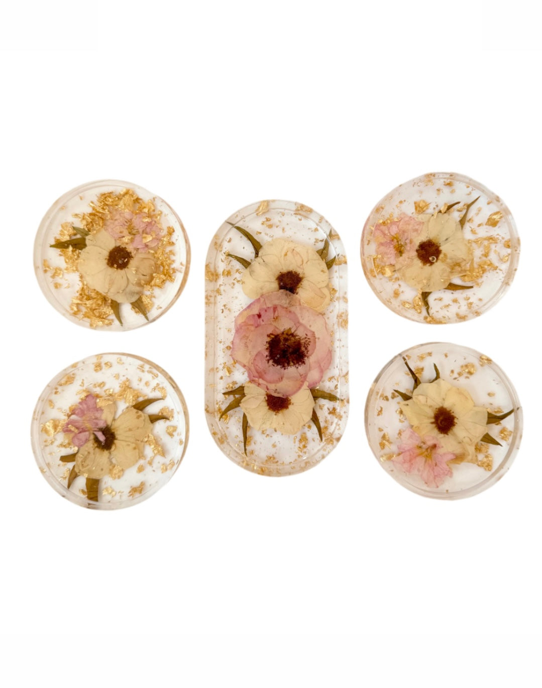 Set of 4 Resin Coasters & Small Tray